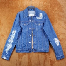 JW ANDERSON Jean Jacket Mens Small Button Up Distressed Denim Luxury $1050