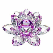 3 inch Purple Hue Reflection Crystal Lotus Flower & Gift Box USA Seller