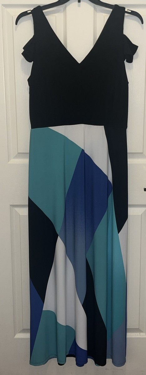 white house black market color block dress Cold Shoulder Maxi Size 14 Blue Size:13 E collection-winter-sun-20% Women's Loose Fitting Clergy