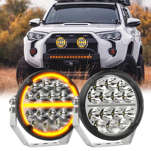 6.5" inch Round LED Driving Lights White Amber DRL Spot Flood Combo Beam Offroad