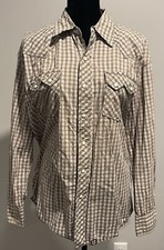 Pearl Snap Cowboy Up Western Brown Plaid Cowboy Wear Medium/Large Vintage Shirt