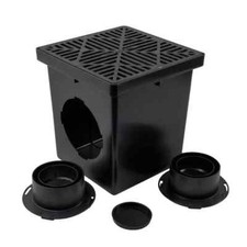 Drainage Catch Basin 12" x 12" 2-Opening Kit Downspout Runoff Matte Black NEW