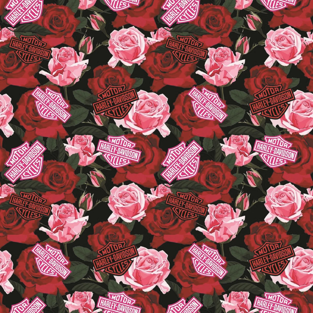 Rosey Harley Davidson Pattern Digital Printed Fabric Pure Cotton