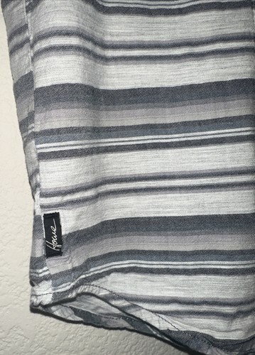 Gray Striped Howe Creative Workforce Style No 65 Popover Button Down Shirt Men L - Picture 3 of 7