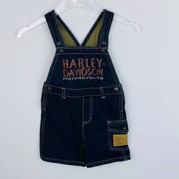 Harley Davidson Boys 3T Todder Motorcycle Overall Shorts Snap