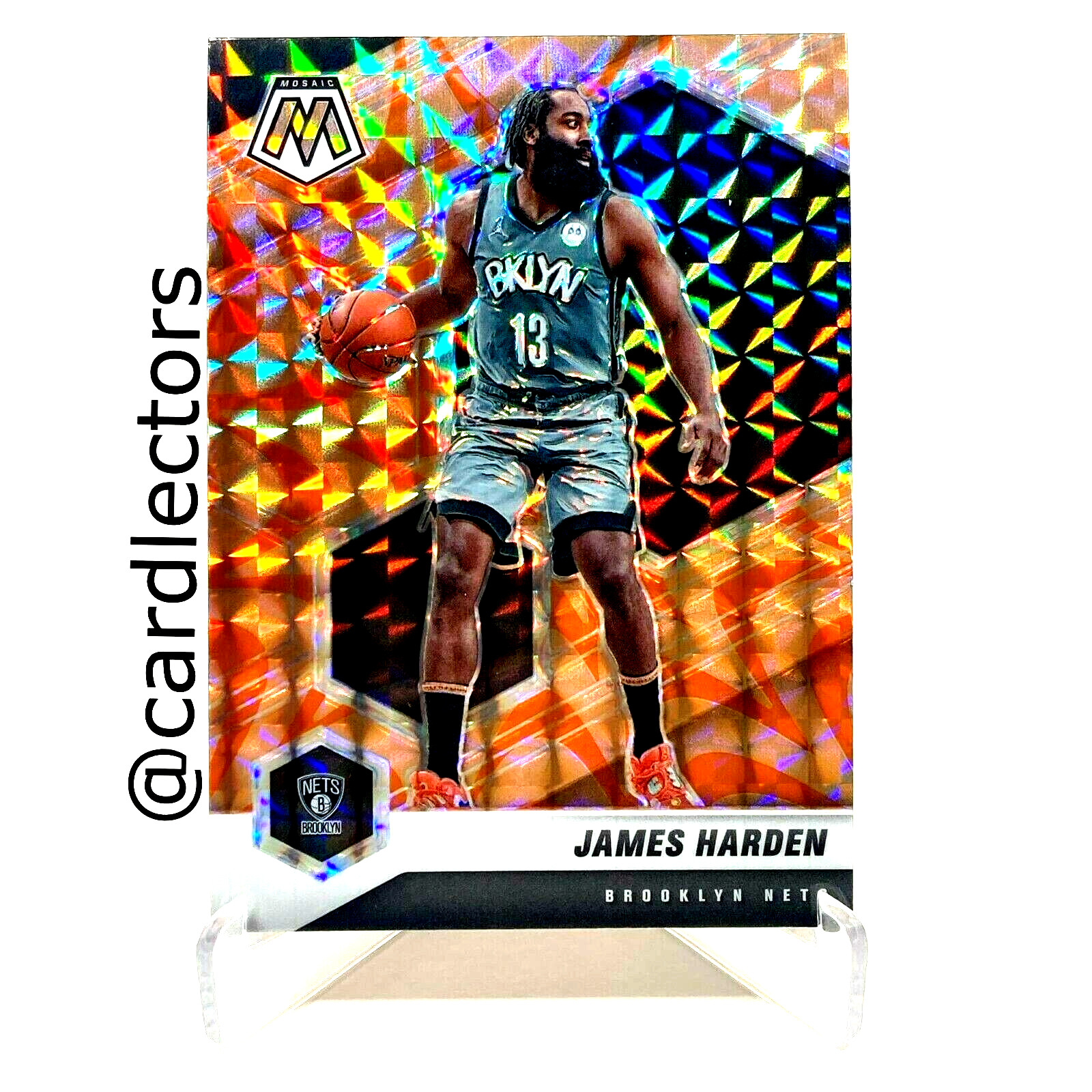 2020-21 Panini Mosaic Basketball JAMES HARDEN #173 Reactive Orange PRIZM SP NETS