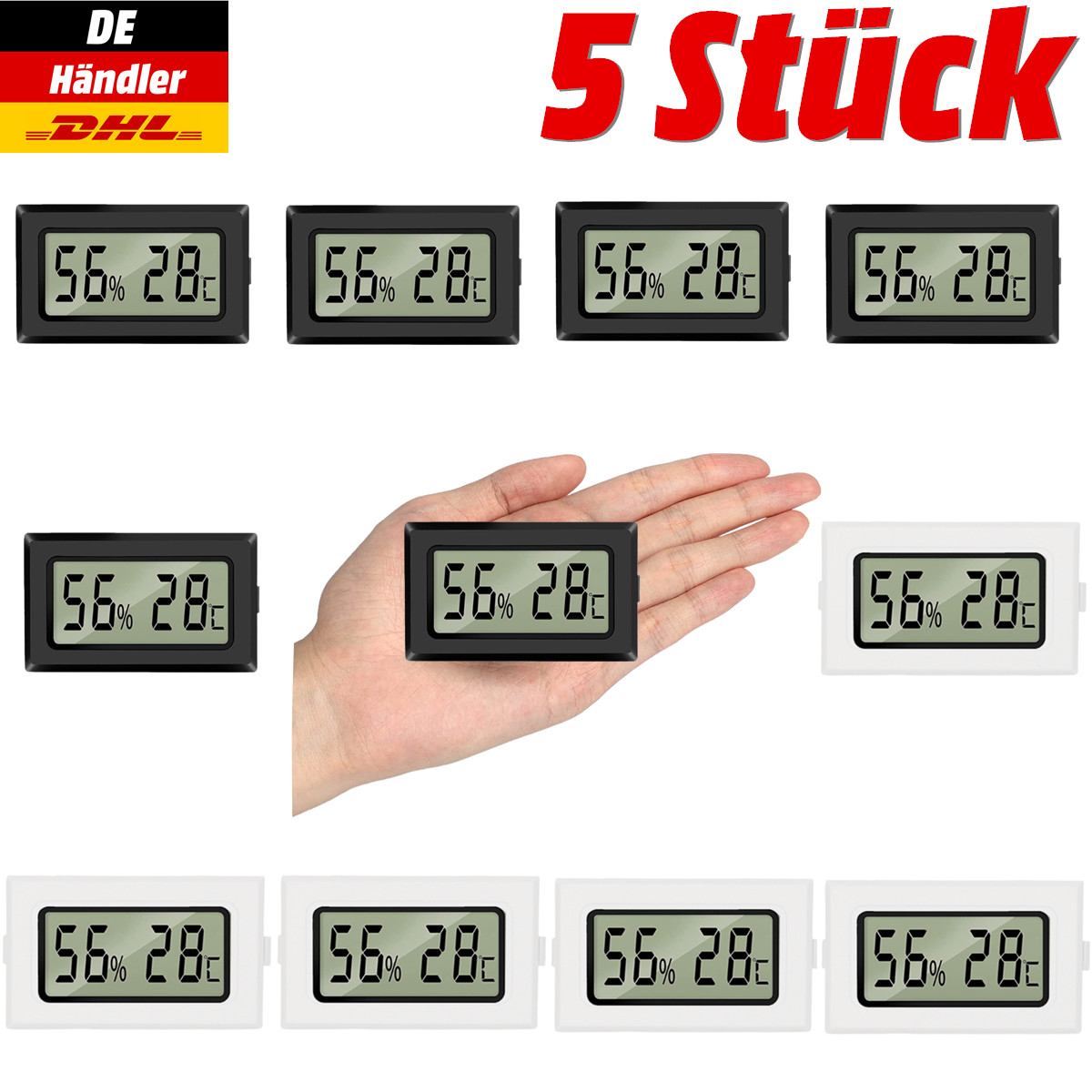 5x Digital Thermo-Hygrometer Thermometer Luftfeuchtigkeit Temperaturmessgerät