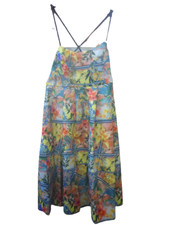 Asos Petite Tropical Print Prom Midi Dress Occasion Cross Spaghetti Strap UK 12
