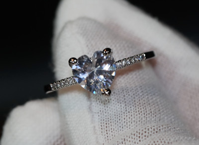 Diamant Herz Ring, Silber Diamant Herz Ring, Simulierter Diamant Herz Ring