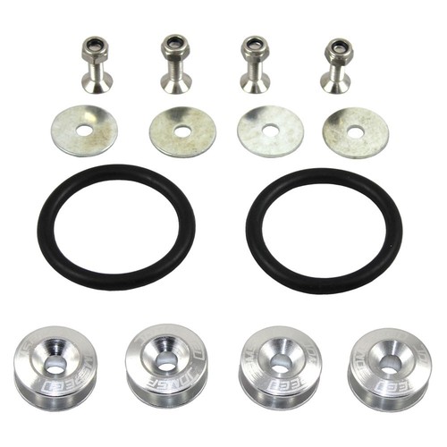 JDMSPEED Universal Silver CNC Billet Bumper Trunk Quick Release Fastener Kit New - Afbeelding 3 van 6
