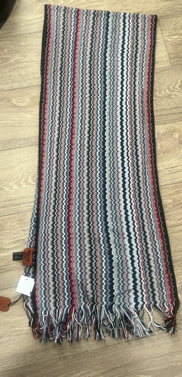 Missoni Zig Zag Scarf Stripe Chevron Multi Colored Gold Knit  display picture 3