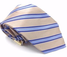  185 Michael Kors Men S Blue Beige Classic Silk Neck Tie Striped Necktie 58x3.25