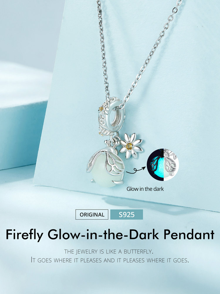 VOROCO 925 Sterling Silver Charms - Glow Dark Firefly, Sunflower, Cat & More