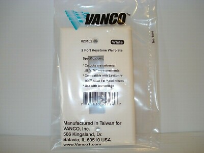 NEW LOT 24 VANCO Keystone 2 Hole Port Wall Plate Plate Network CAT5e CAT6 White