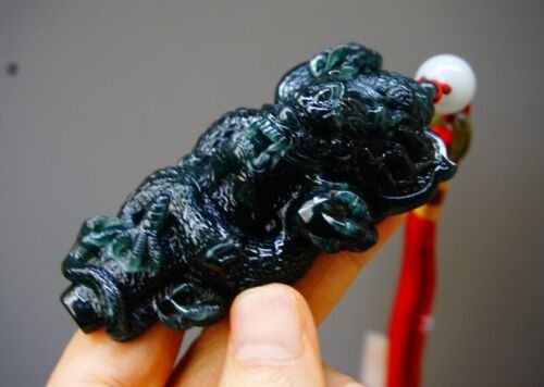 Certified Grade A Blue Guatemal Icy Blue green Jade jadeite Dragon Pendant 711 - Picture 4 of 22