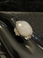 Light Grey Faceted Quartz Sterling Ring