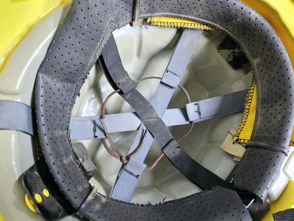 Vintage 1980s Cairns Firefighter Helmet Yellow Apple Valley Historical