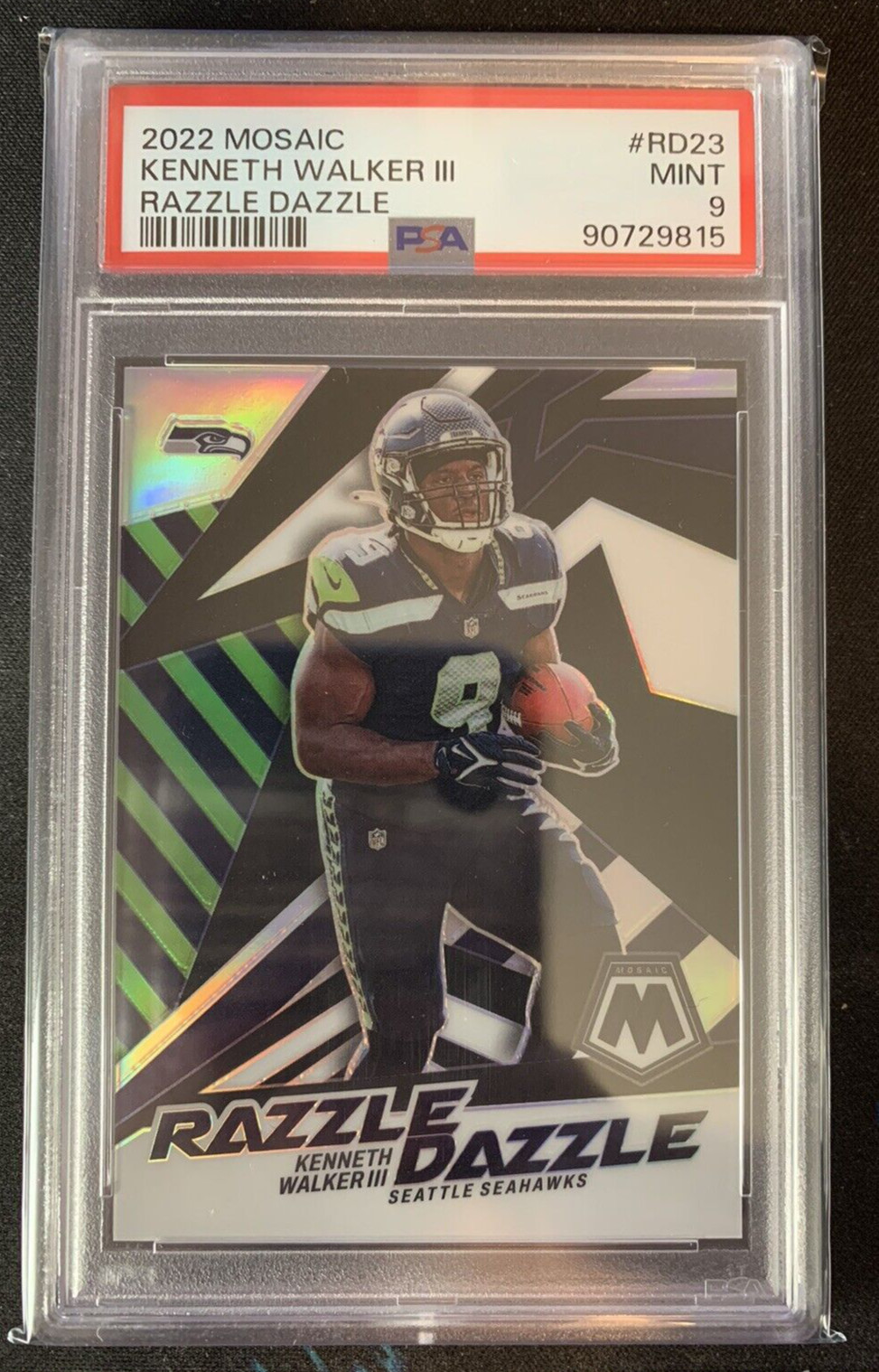 2022 Mosaic - Kenneth Walker III RC - Razzle Dazzle SP - PSA 9