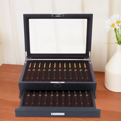 Penna in legno nera 1/2/3 strato display box penna stilografica da collezione 12/23/34 # - Foto 8 di 48
