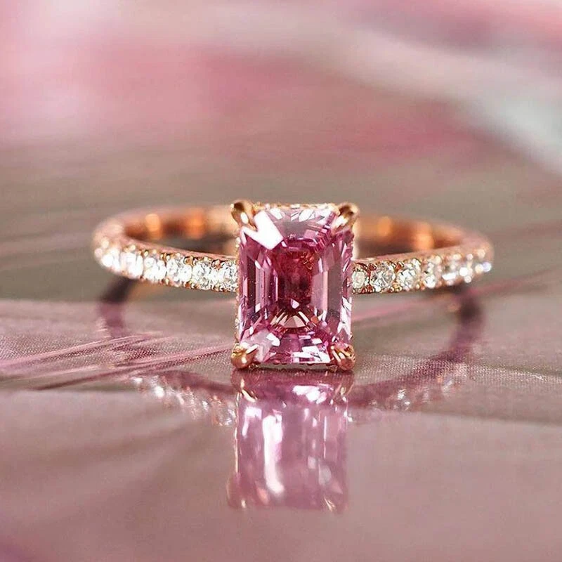 Rose gold simulated diamond ring deals