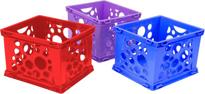 Premium File Crate with Handle Cutouts   Letter and Legal Document and Folder St