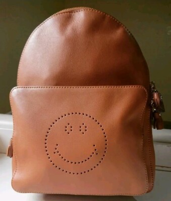 Anya hindmarch Smiley perforated leather backpack Anya Hindmarch Backpack Handbags & Bags Leather Exterior for  main image 2