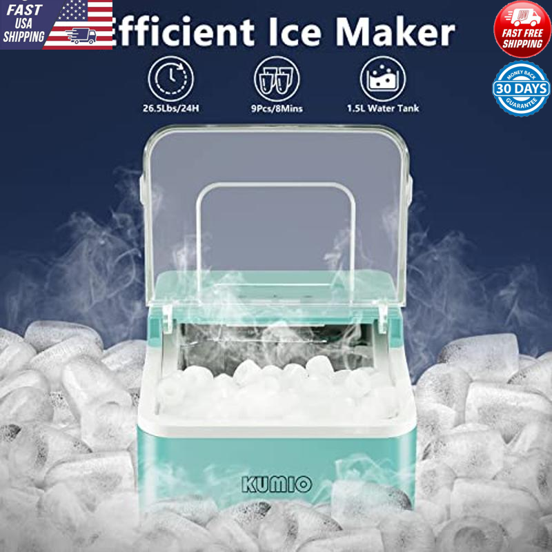 Portable Ice Maker 9-Bullet Fast Ice Making Automatic Cleaning Compact Design US-image