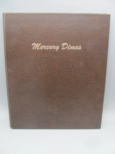 Dansco Mercury Dimes Album with 63 90% Silver Coins