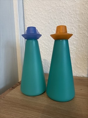 Tupperware Junge Welle Essig- & Ölspender türkis mit blauen & orangenen Deckeln