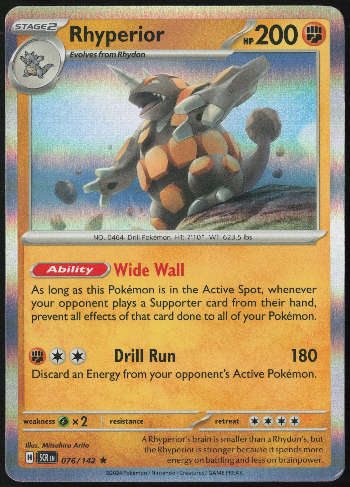Rhyperior 076/142 SV07: Stellar Crown Rare Holofoil EN Pokemon NM