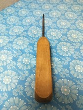 Vintage Wood Handle Scratch Awl Leather Craft Woodworking Hand Tool 7.75"