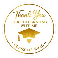 Graduation Stickers Class of 2026 Stickers 2 Inch 120Pcs Gold Foil