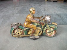 Vintage Union Cord Wind Up Litho A 643 Motorcycle Rider Tin Toy, Germany