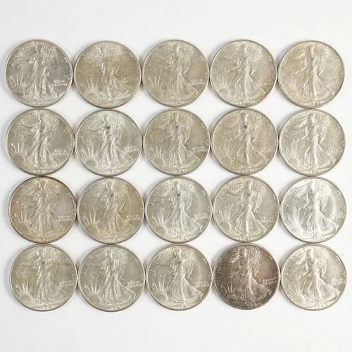20x Assorted Date AU Walking Liberty Half Dollars 50c 31502