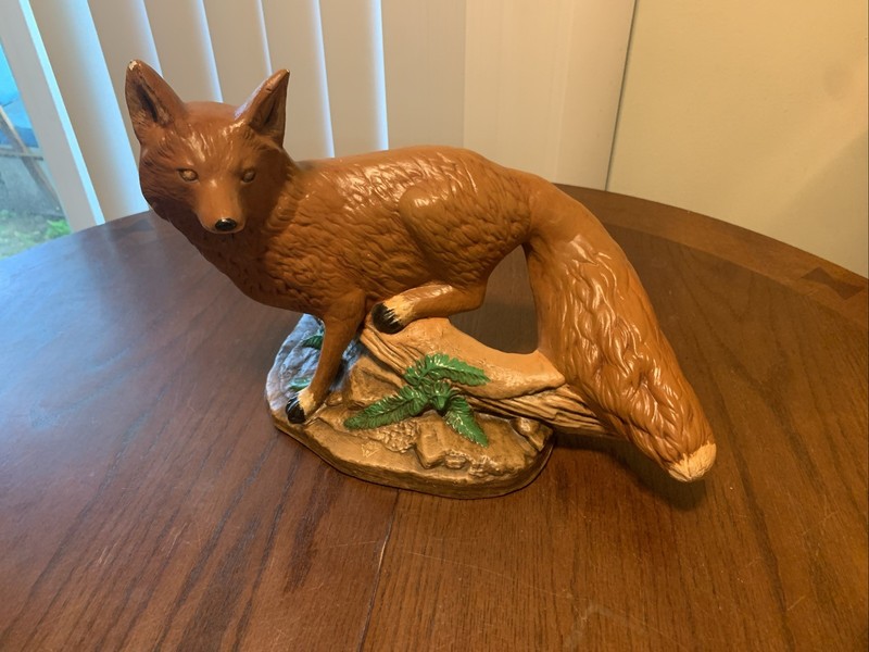 VTG Red Fox Ceramic 11” Large Beautiful Hand Painted Nature Forest Whimsical