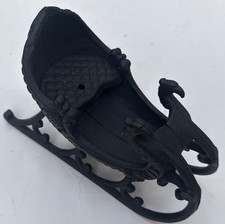 Cast Iron Santas Sleigh Christmas Swan Design Metal Black Vintage Victorian 7 in