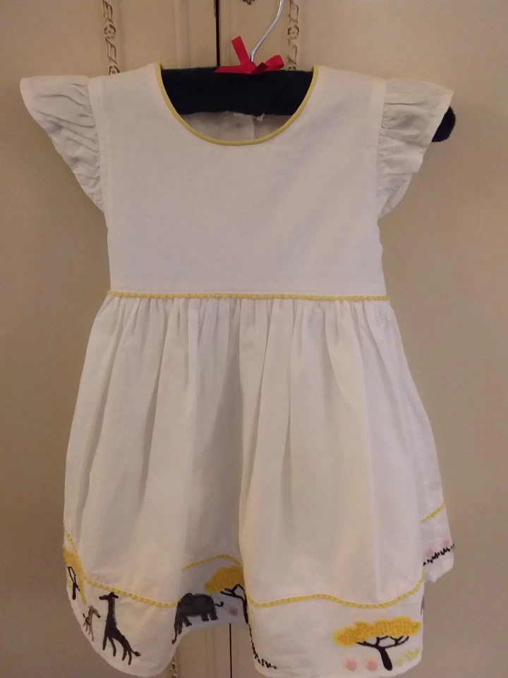 Girl's Cream Dress with animal motifs (aged 12-18 months) from M&S - Image 4 of 4
