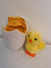 Vintage Dakin Removable Yellow Baby Chick In Orange Lined White Egg Plush Toy