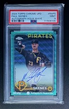 2024 Topps Chrome Update Paul Skenes RC Aqua Wave Auto 128/199 PSA 9 #RAPS