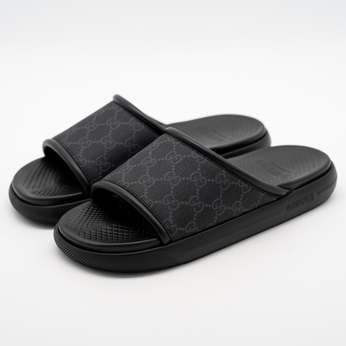 size 7G 7.5 US Gucci GG Supreme Canvas Slide Sandals Black  display picture 2
