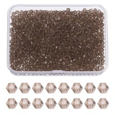 1000pcs 3mm Bicone Glass Crystal Beads, Faceted Beads with Box Gray