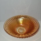 Vintage Marigold Carnival Glass Serving Bowl Diamond Point Iridescent 10.5”