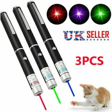 3x 1000Miles Strong Beam Grn+Purp+Red Laser Pointer Pen Lazer Torch Cat Dog Pet~