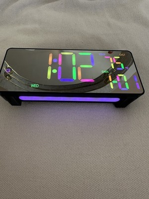 EVILTO Digital Alarm Clocks for Bedrooms, RGB Desk Clock with 15 Small, Black 