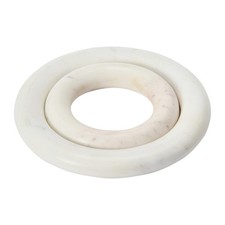 Set of 2 Round Marble Coasters White for Dining Table Kitchen Heat Resistant