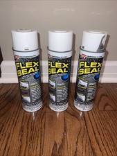 NEW Flex Seal LOT 3 Cans Spray Rubber Sealant Coating 14oz WHITE WATER RESISTANT