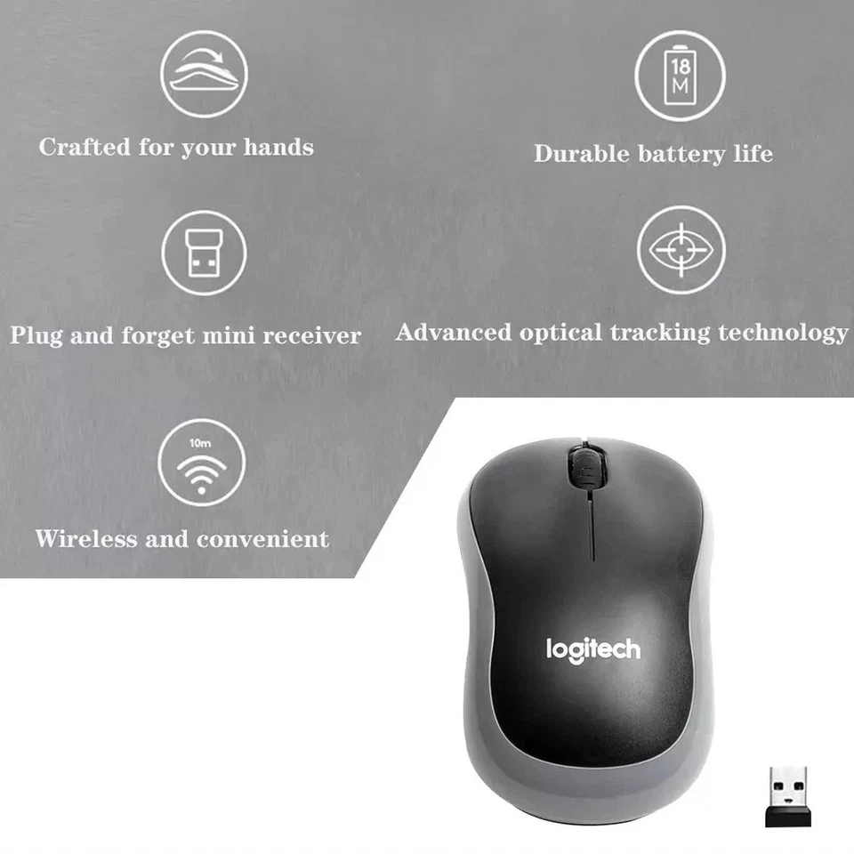 Logitech M185 Wireless Optical Mouse + USB Receiver Fit Compact PC Laptop Mouse - image 4 of 4
