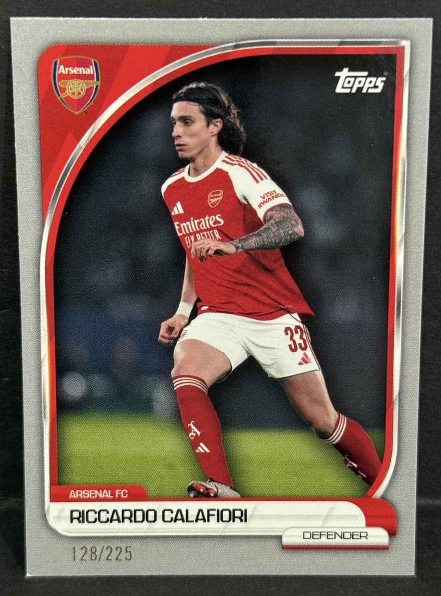 2025 Topps Arsenal Football Team Set Riccardo Calafiori Grey /225