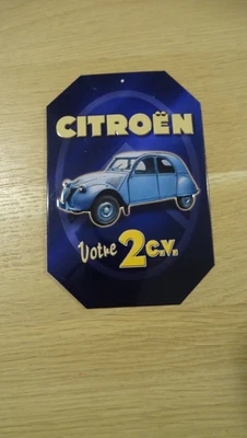 NO EMAILLEE PLAQUE TOLE CITROEN 2 CV AUTOMOBILE VOITURE DEUDEUCHE PROPRETE PLV - Photo 1/2