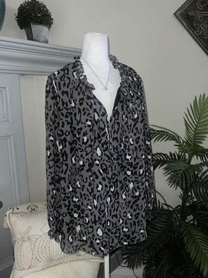Philosophy Gray and Black Animal Print Patterned Top